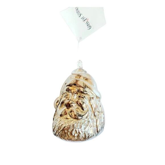 NWT Glass Eye Studio Christmas Ornament Santa Silver Iridescent - Picture 1 of 2